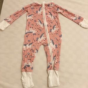 Little Sleepies Zippy Pajama w/fold over feet and mittens, unicorn, 0-3 months